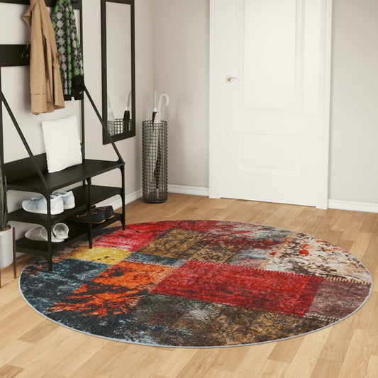 Washable Multicolor Rug Ø 200 cm Non-Slip