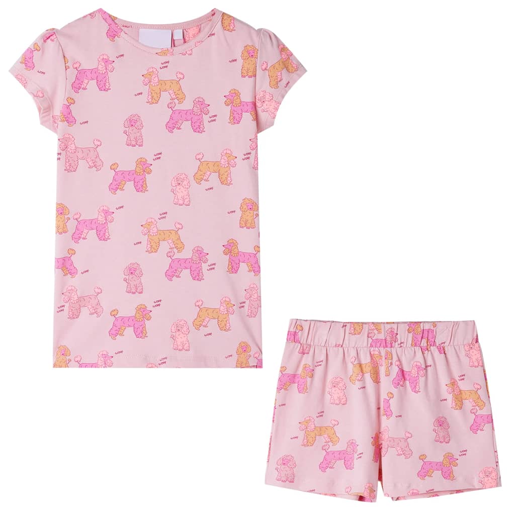 Children's Short Sleeve Pajamas Light Pink 116