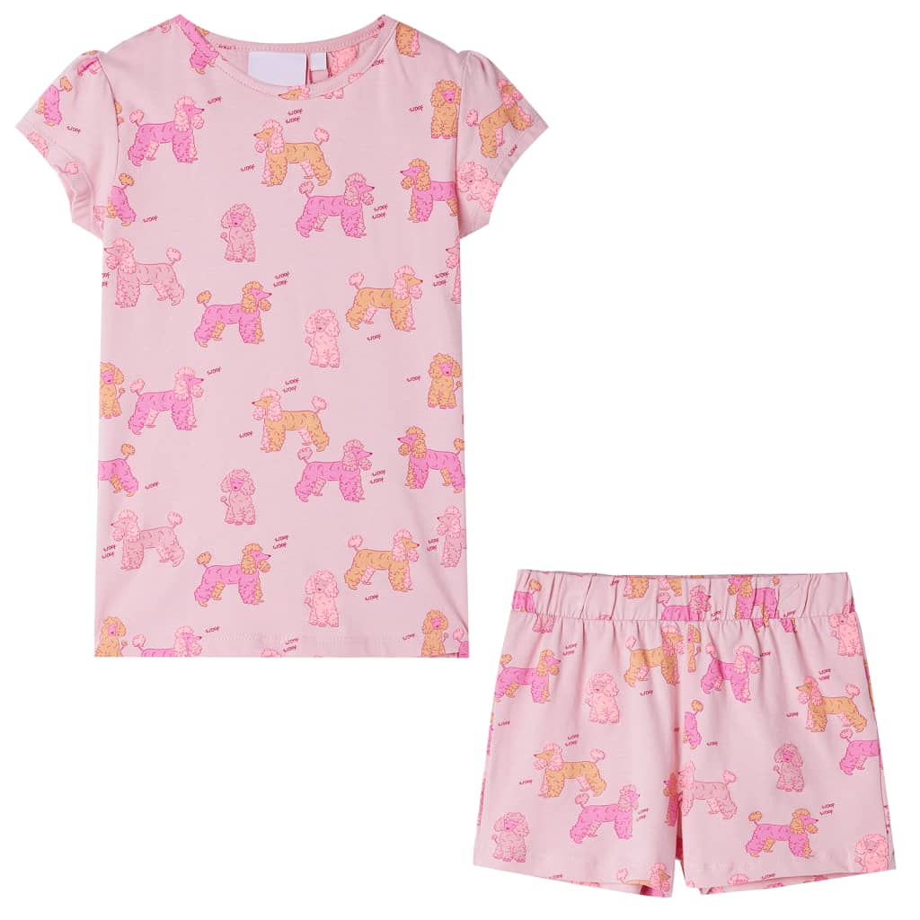 Kids' Short-Sleeved Pajamas Light Pink 128