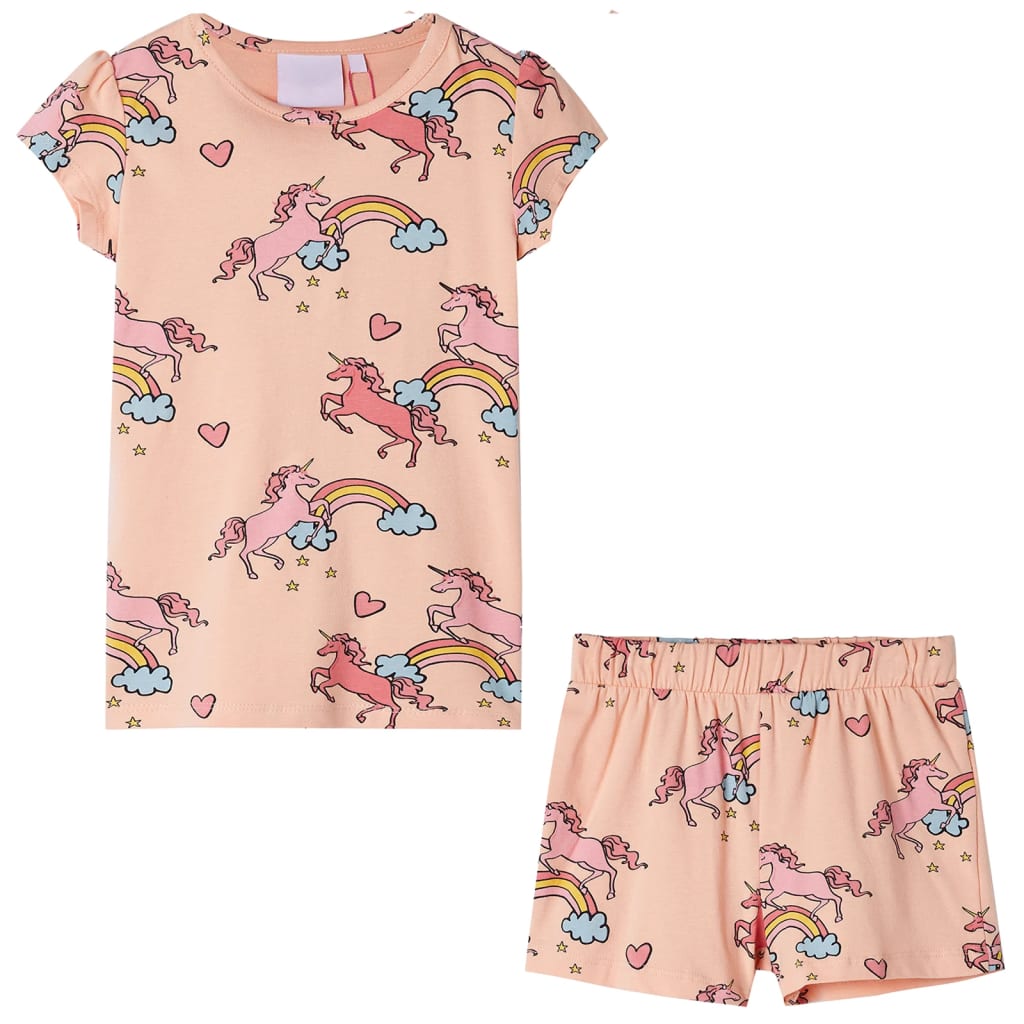 Kids' Short-Sleeved Pyjamas Light Orange 128