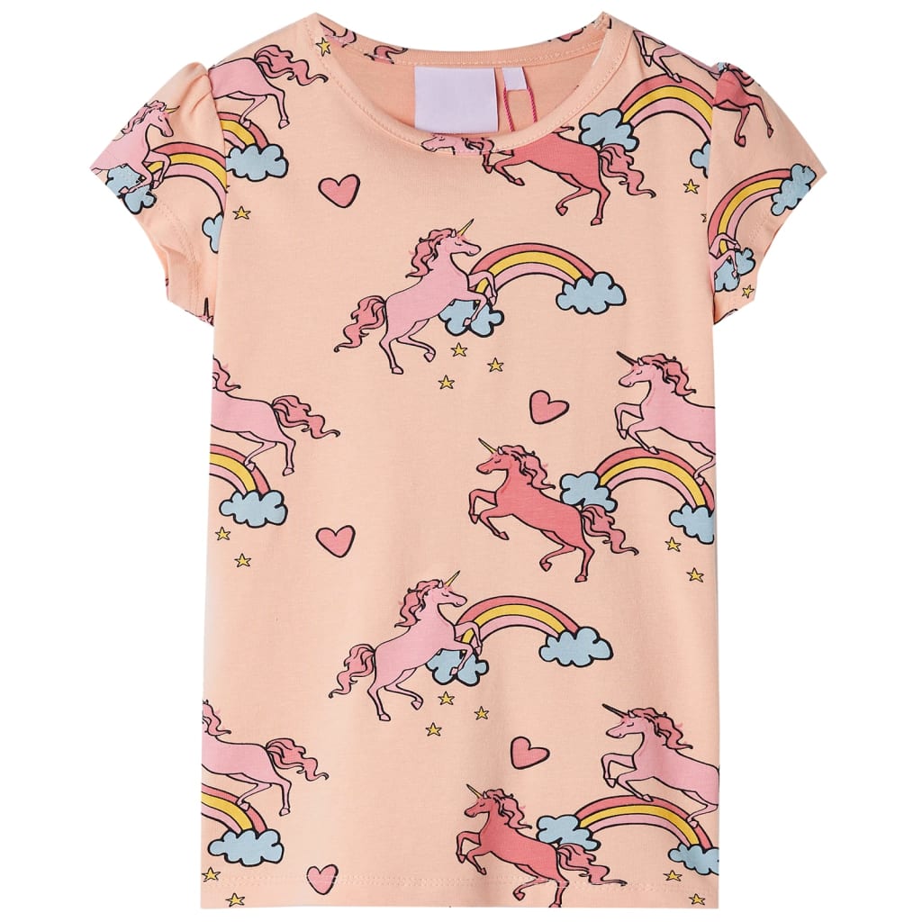 Kids' Short-Sleeved Pyjamas Light Orange 128