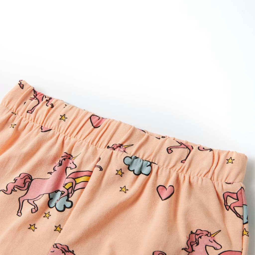 Kids' Short-Sleeved Pajamas Light Orange 140