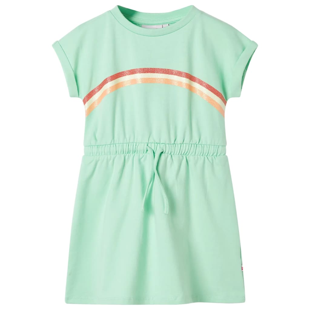Kids' dress with drawstring light green 116