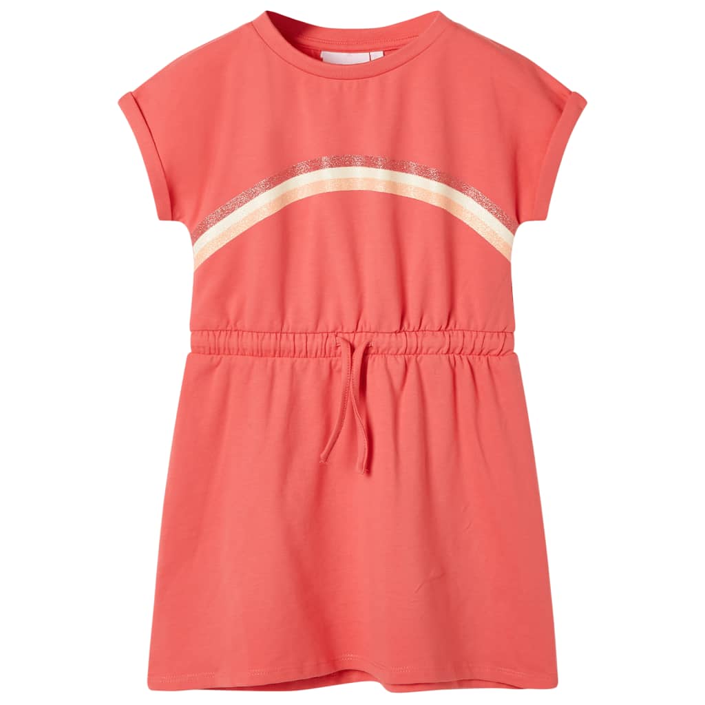 Girls' dress with drawstring Coral Pink 104