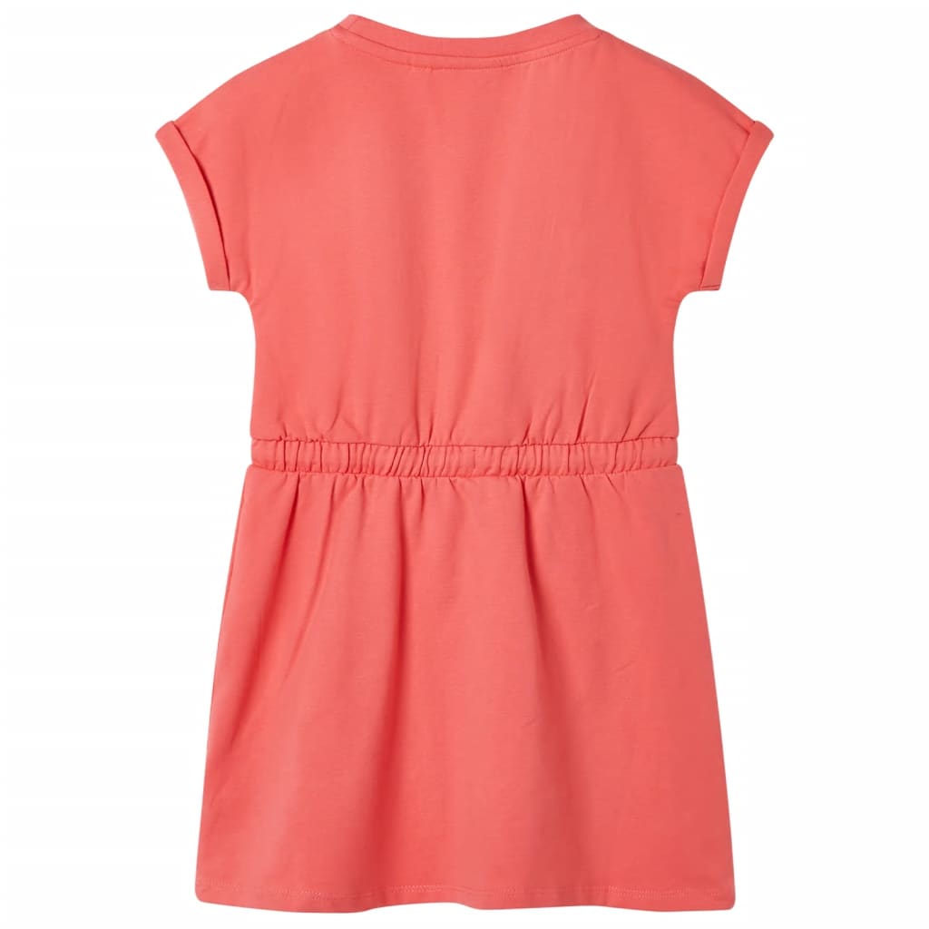 Robe fillette corail rose avec cordon de serrage 116