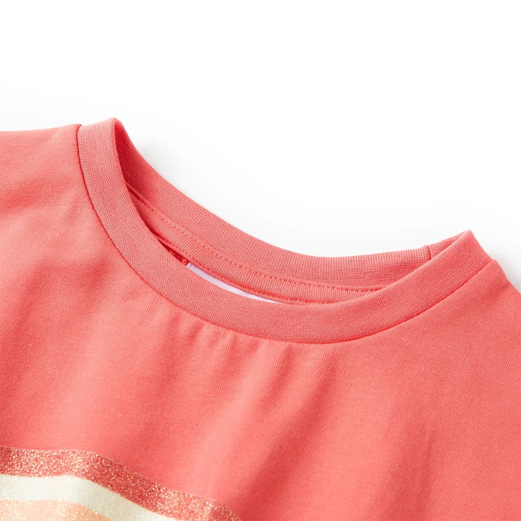 Robe fillette corail rose avec cordon de serrage 116