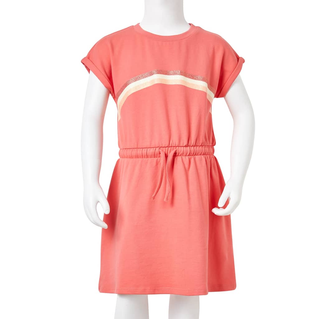 Robe fillette corail rose avec cordon de serrage 116