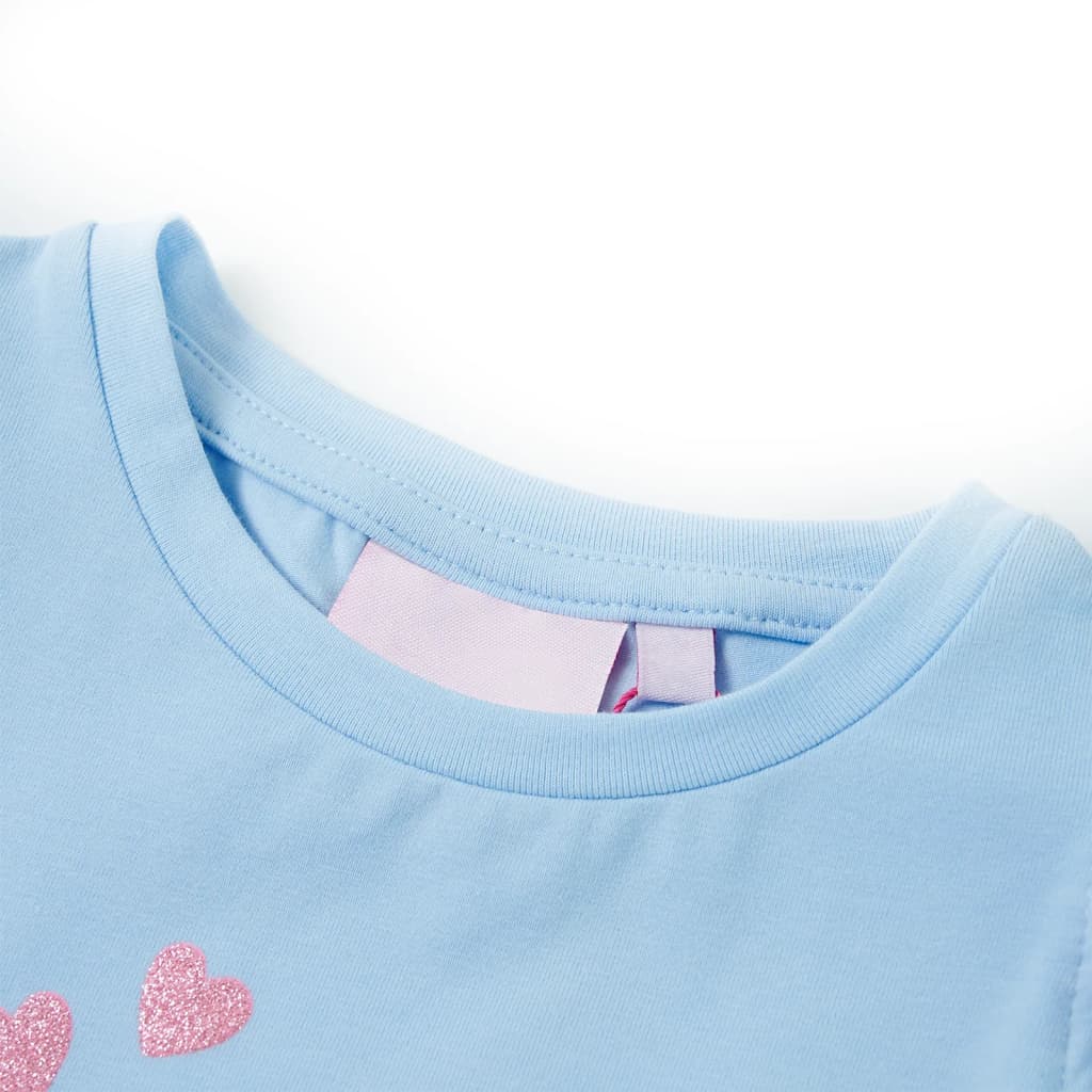 T-shirt enfant à manches volantées bleu clair 128