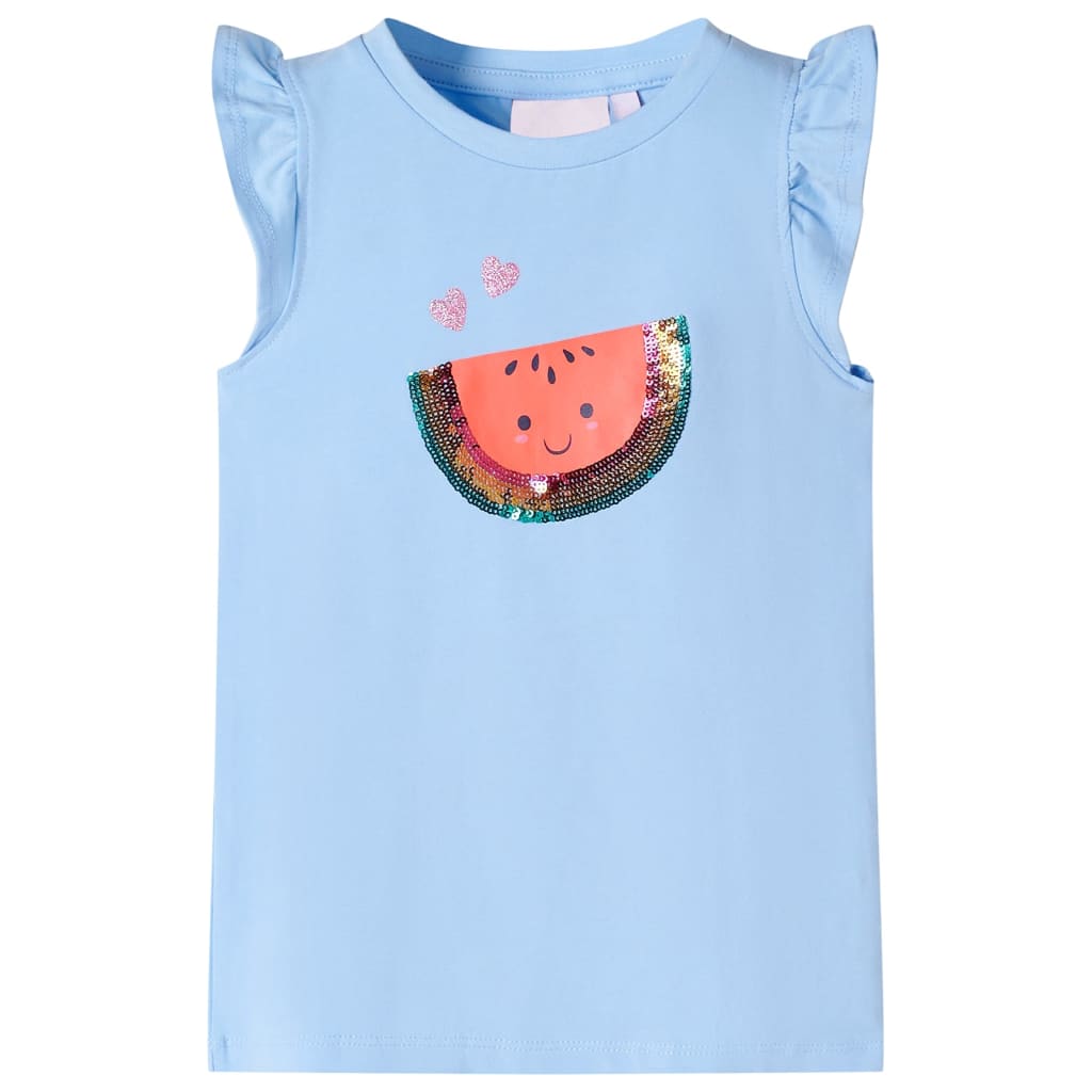 T-shirt enfant avec manches à volants bleu clair 140