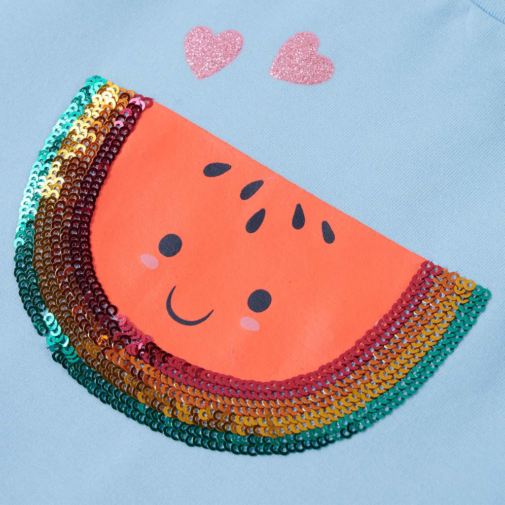 T-shirt enfant avec manches à volants bleu clair 140