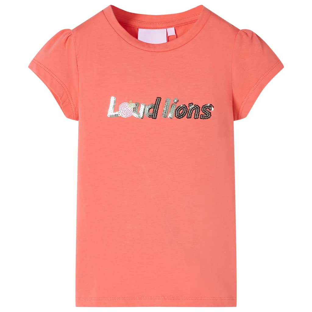 T-shirt enfant à manches volantées rose corail 116