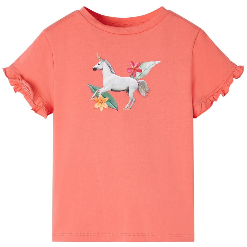 Kids' Short Sleeve Shirt Coral Pink 140