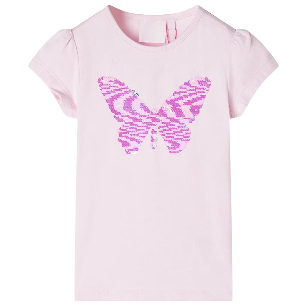 T-shirt enfant à manches volantées rose pâle 104