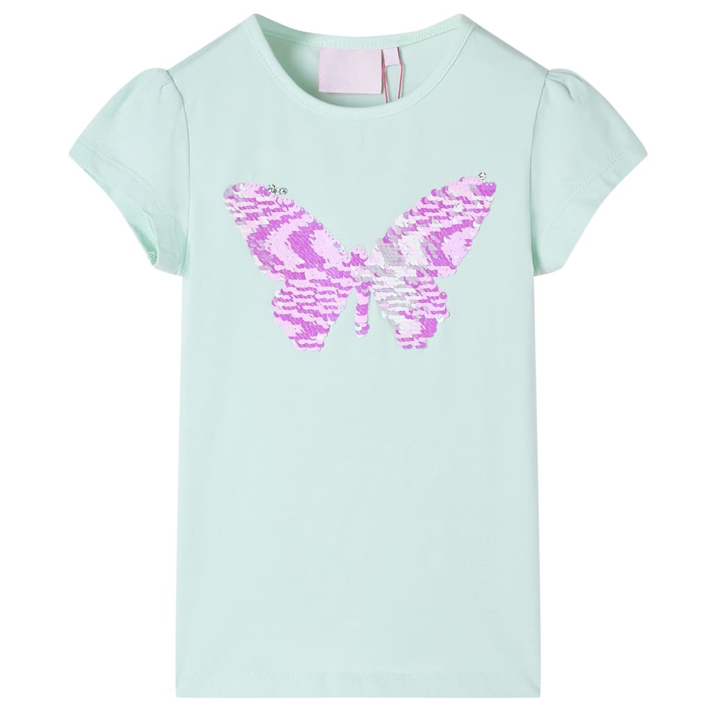 Children's T-shirt with Cap Sleeves Light Mint Green 128