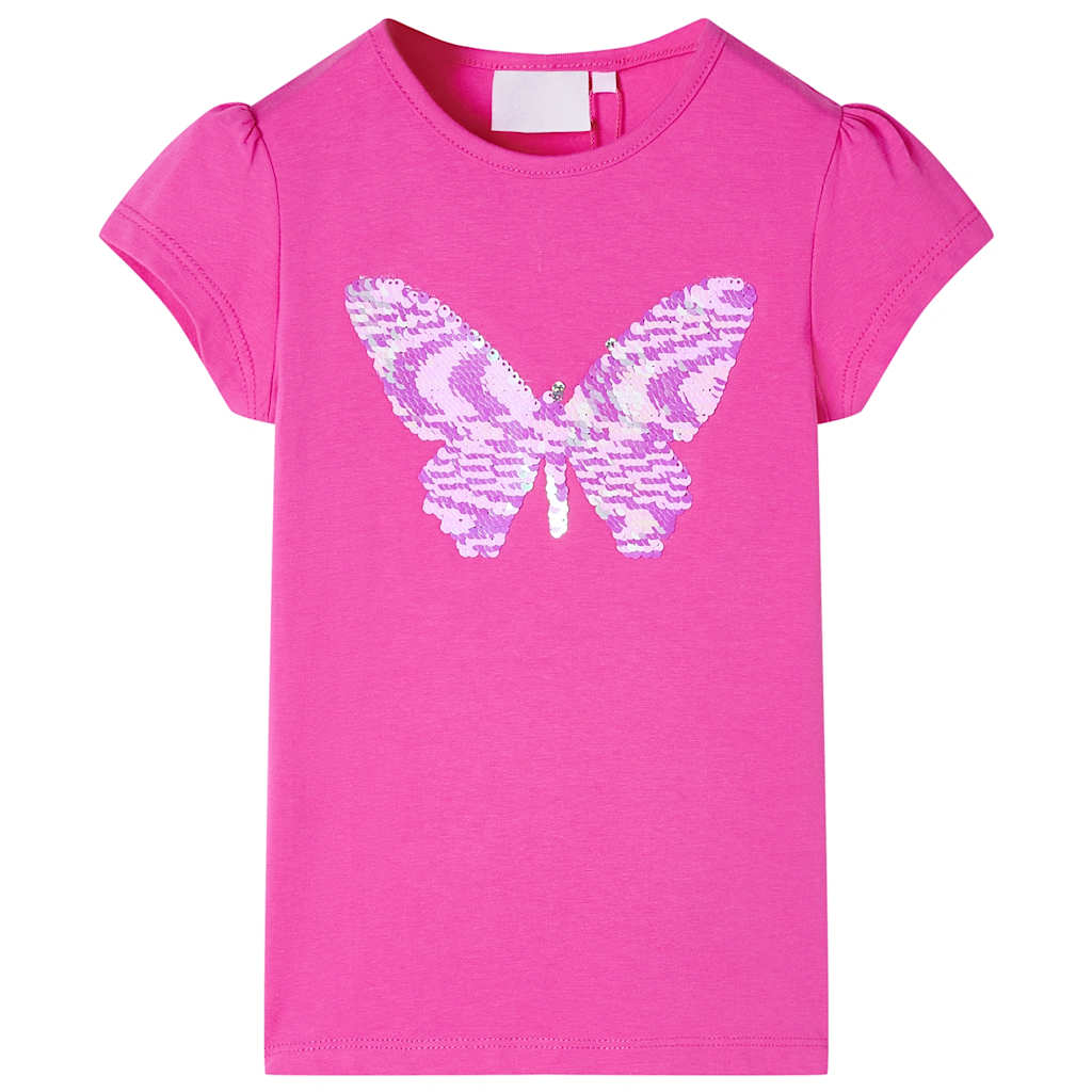 T-shirt enfant à manches papillon Rose foncé 104