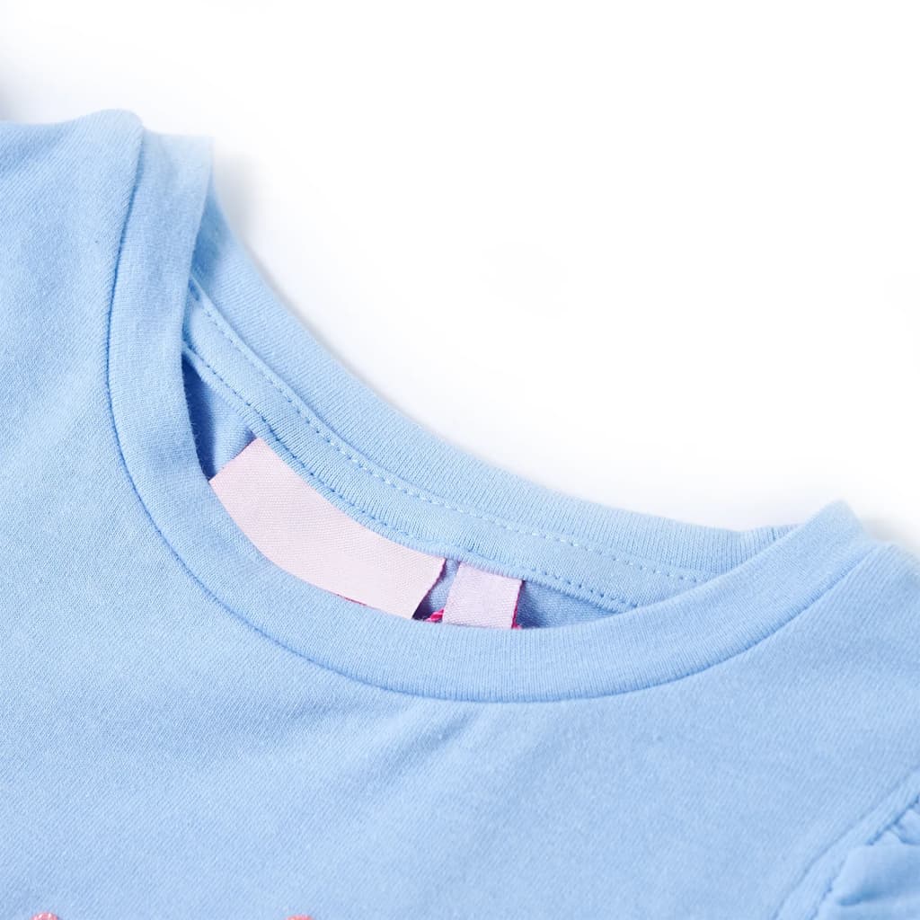 T-shirt enfant à manches volantées bleu clair 104
