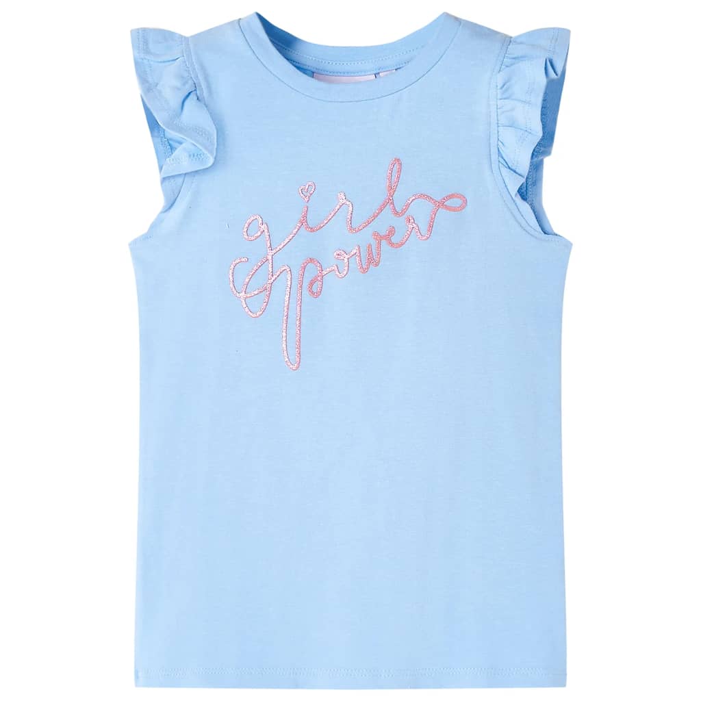 T-shirt enfant avec manches à volants bleu clair 140