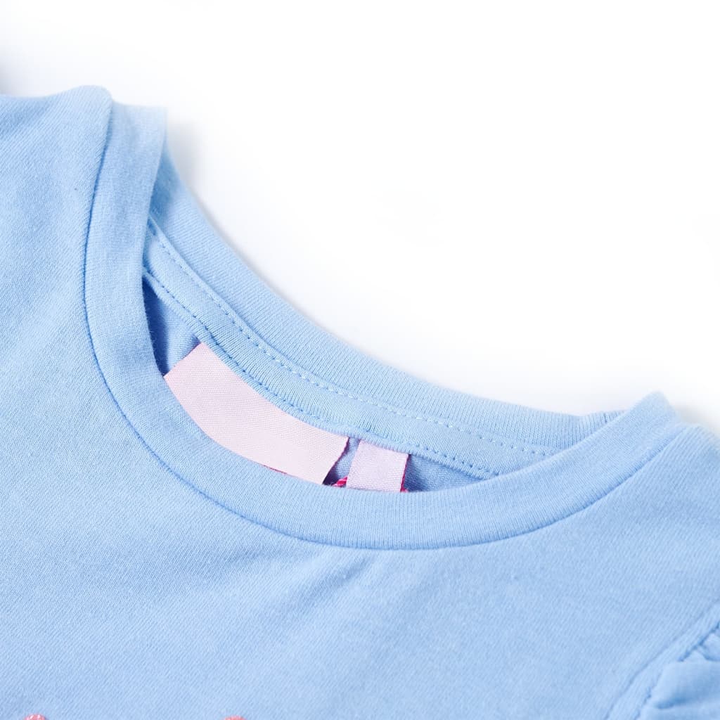 T-shirt enfant avec manches à volants bleu clair 140