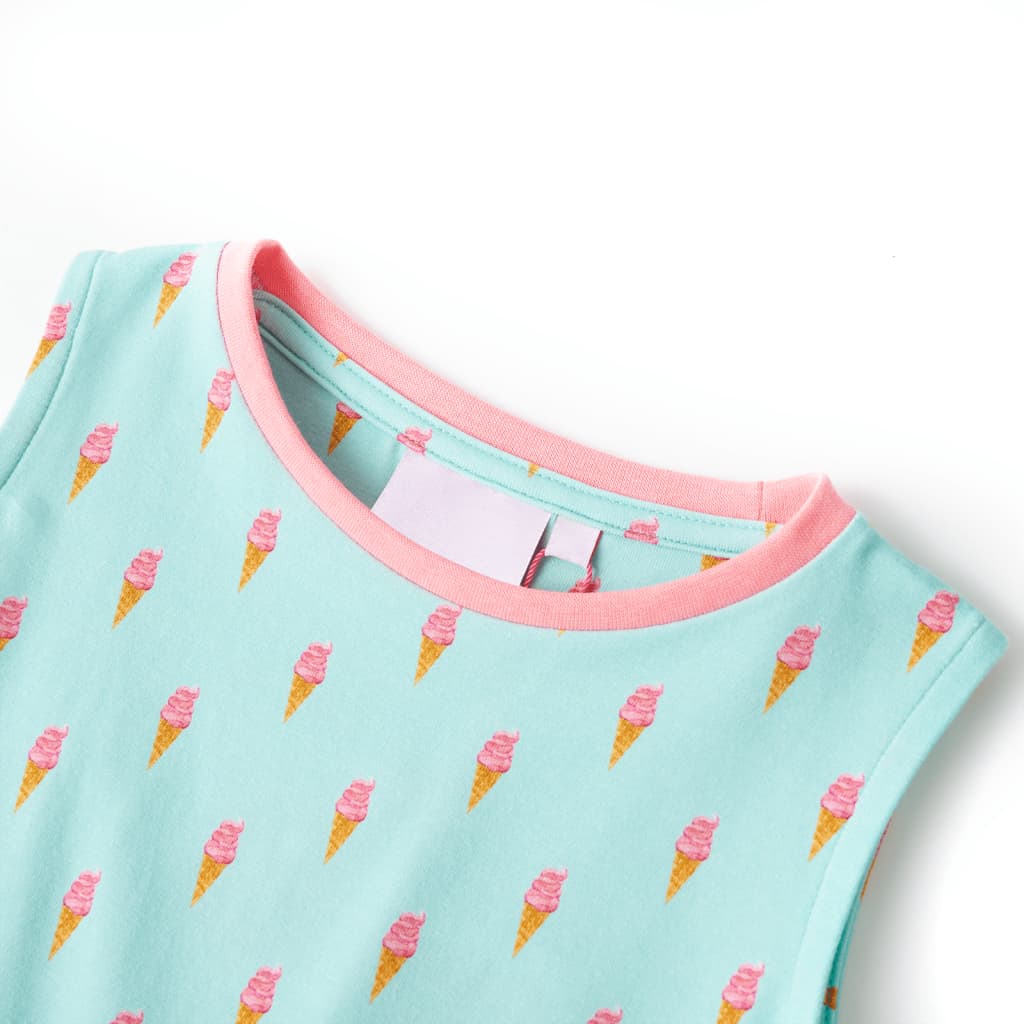 Girls' Dress with Drawstring Light Mint Green 116