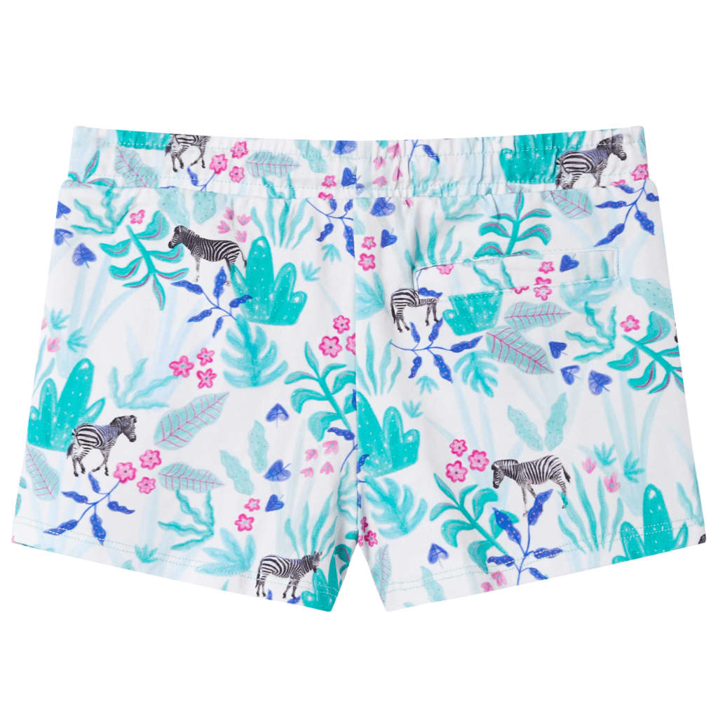 Shorts enfant à cordon de serrage Écru et Menthe foncée 140