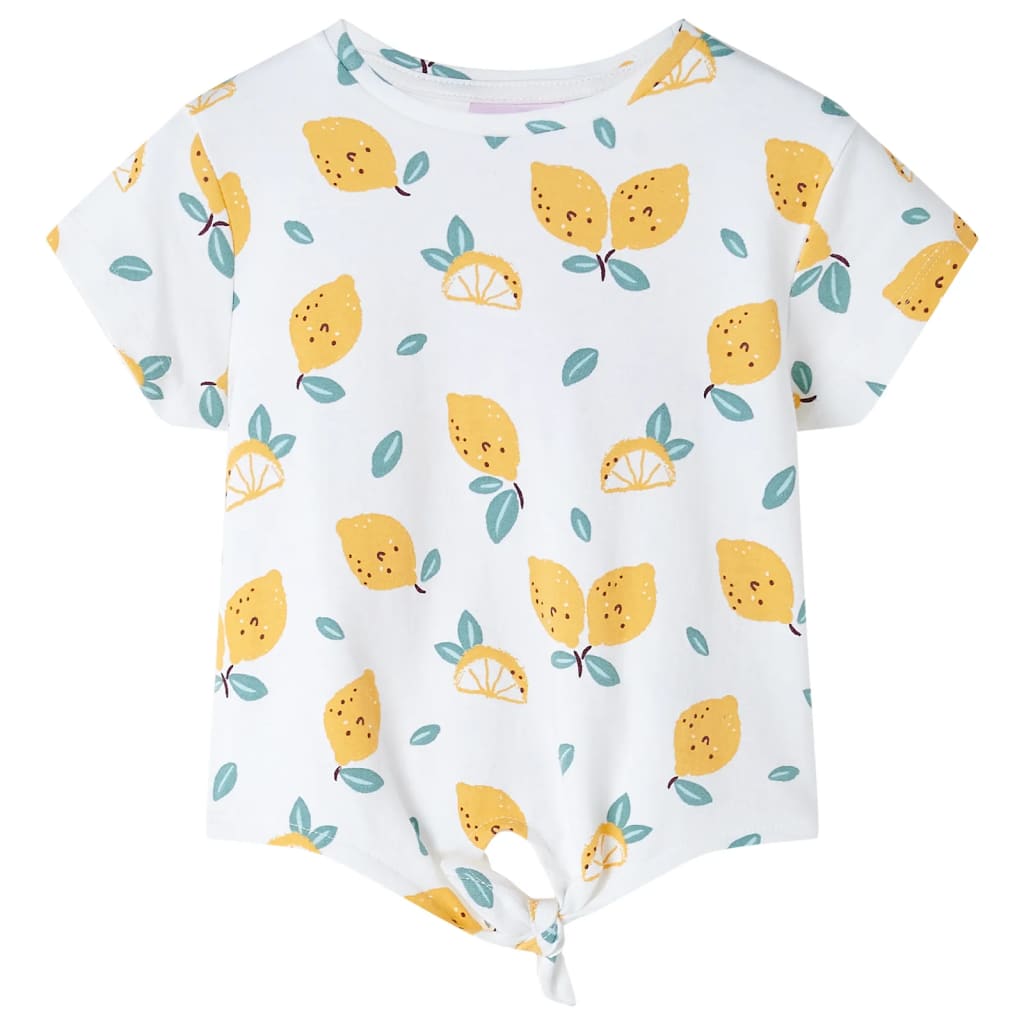 T-shirt enfant à ourlet noué écru 116