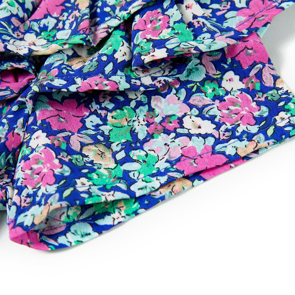 Girl's Dress with Ruffle Sleeves Cobalt Blue 128