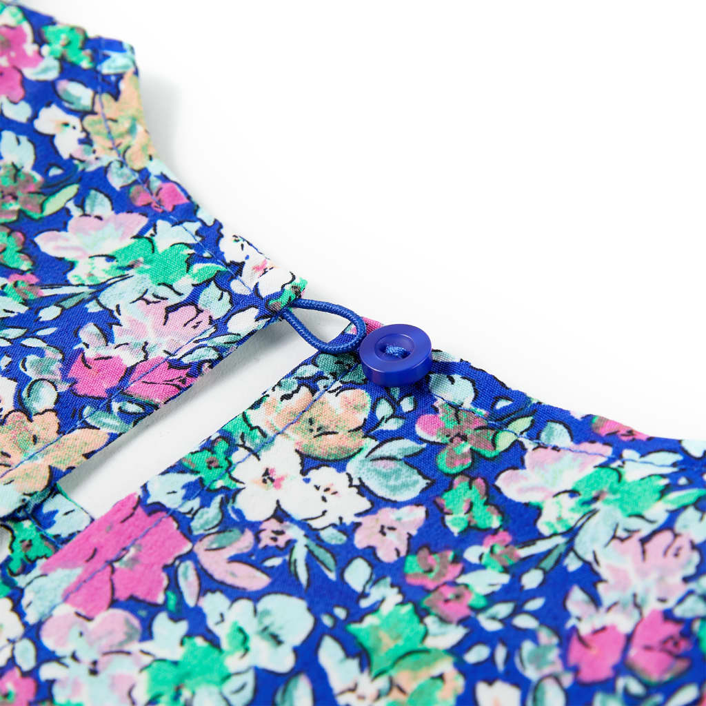 Girl's Dress with Ruffle Sleeves Cobalt Blue 128