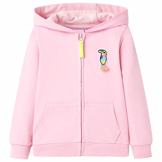 Kinder-Kapuzenpullover mit Reißverschluss Hellrosa 92