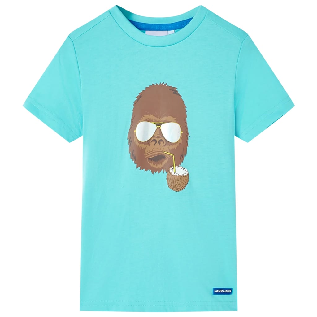 Kids' Short-Sleeve Shirt Aqua Blue 128