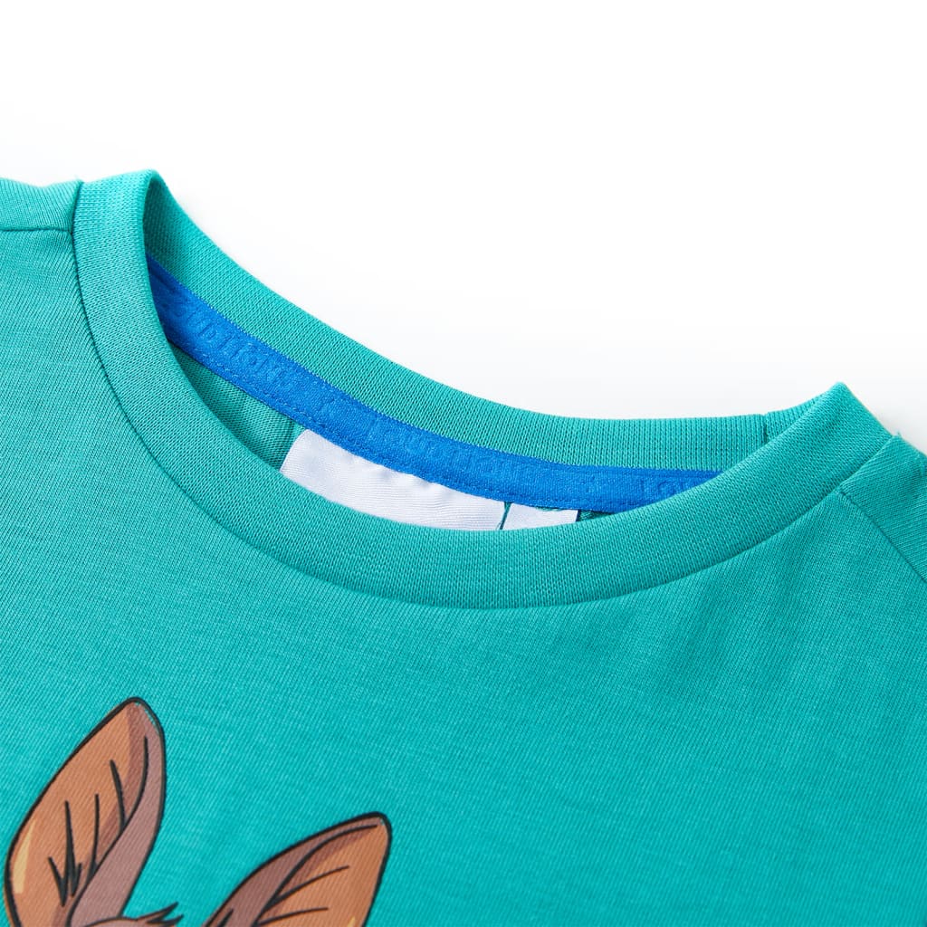 Kids' Short-Sleeved Shirt Dark Mint Green 128