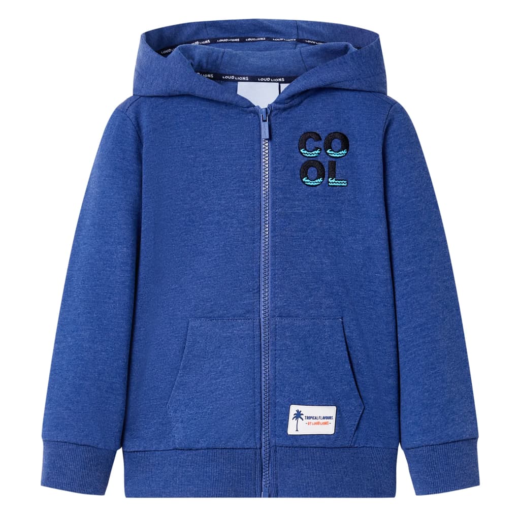 Sweat à capuche zippé enfant bleu foncé chiné 104