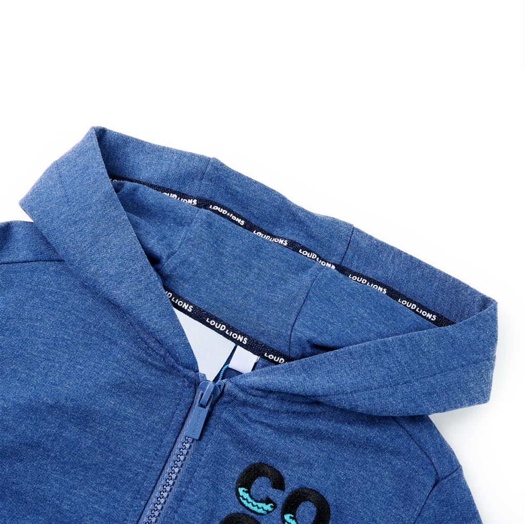 Sweat à capuche zippé enfant bleu foncé chiné 104