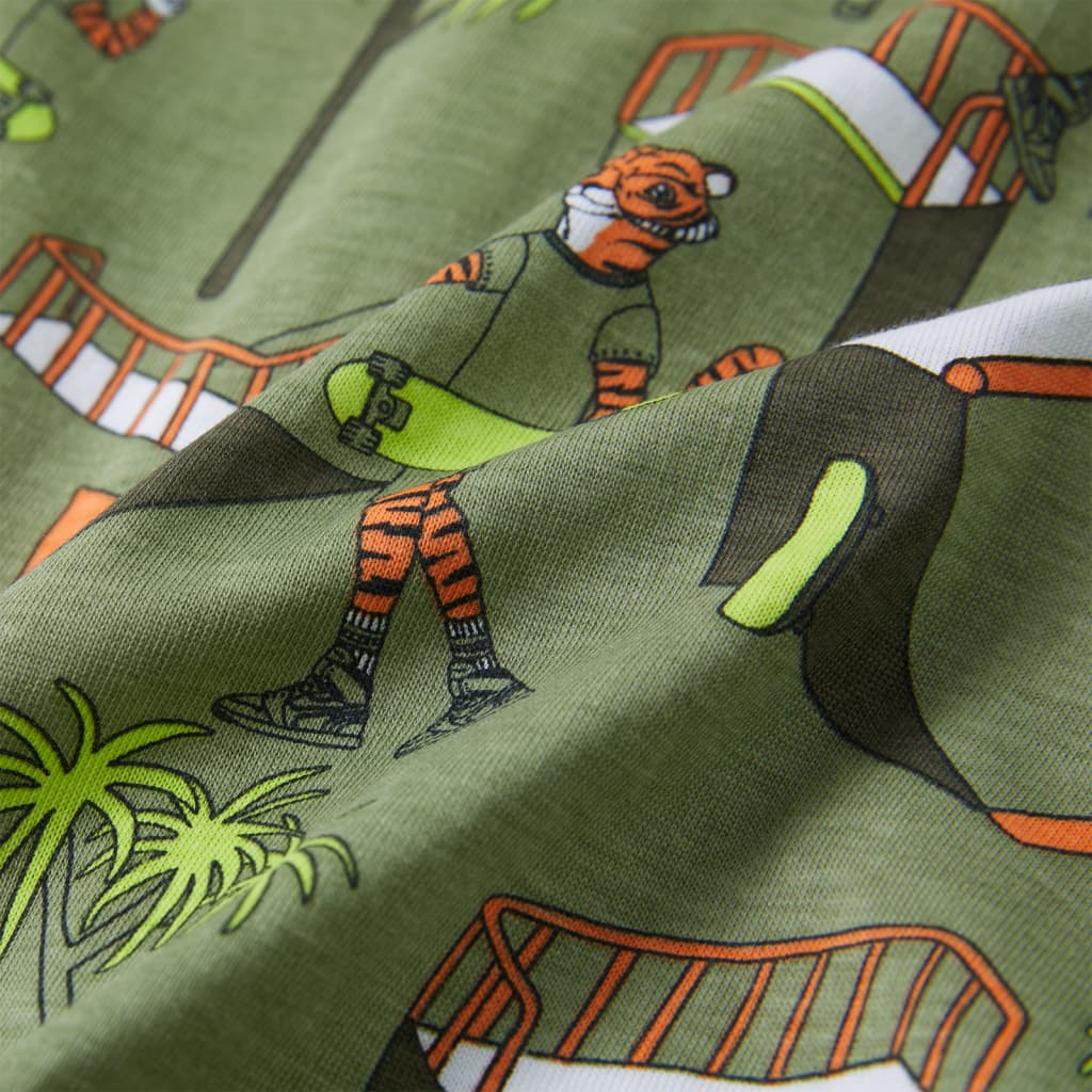 Kinderpyjama mit Kurzen Ärmeln Hellkhaki 104