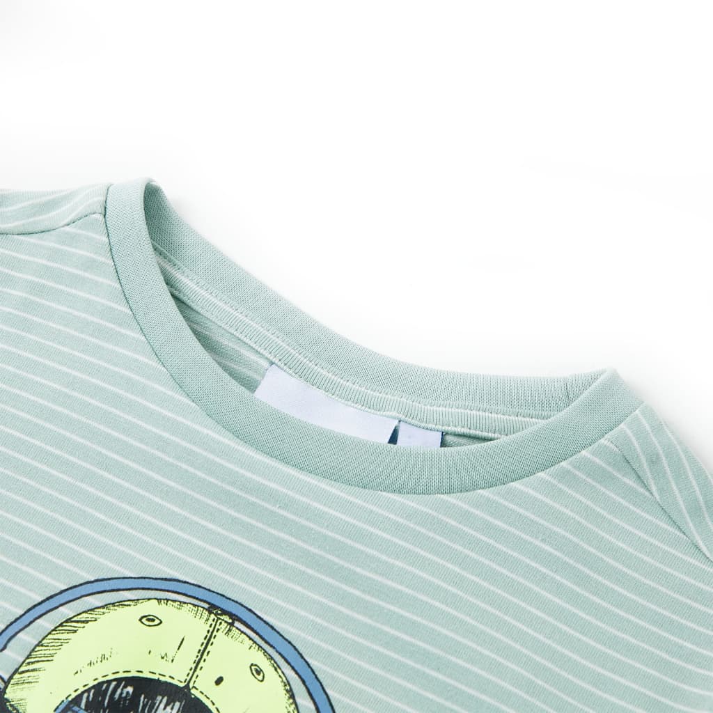T-shirt enfant rayé vert menthe clair 104