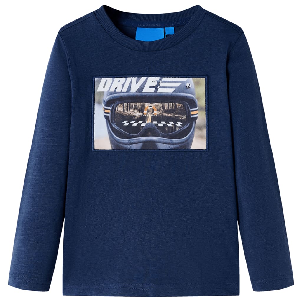 T-shirt enfant à manches longues bleu marine chiné 116