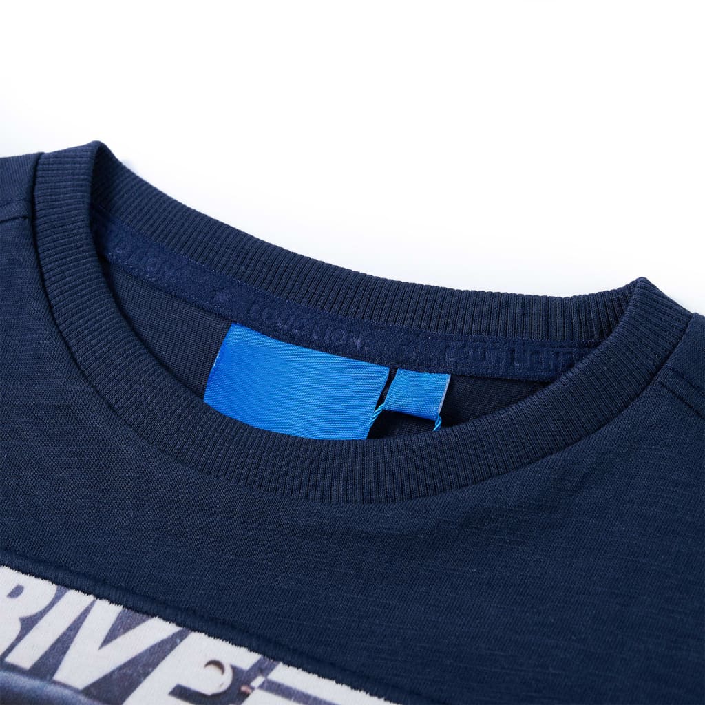 T-shirt enfant à manches longues bleu marine chiné 116