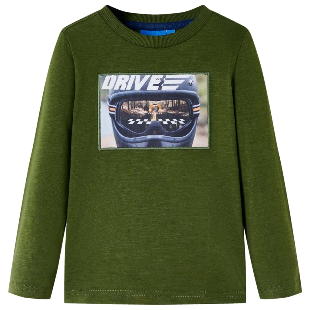 T-shirt manches longues enfant Kaki foncé 128