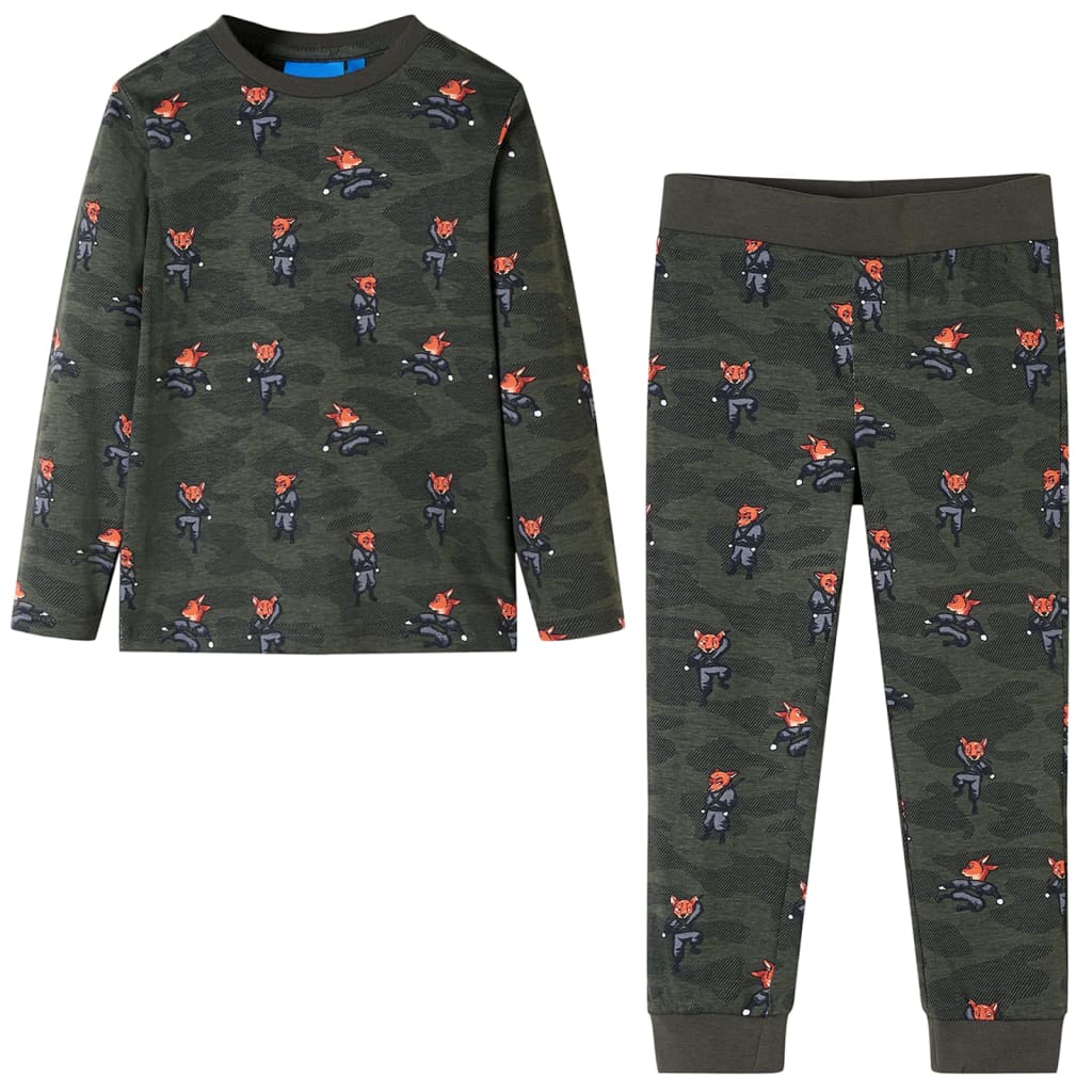 Kids' Long-Sleeved Pyjamas Khaki 104