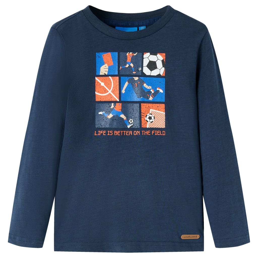 Kids' Long-Sleeve Shirt Navy Melange 104
