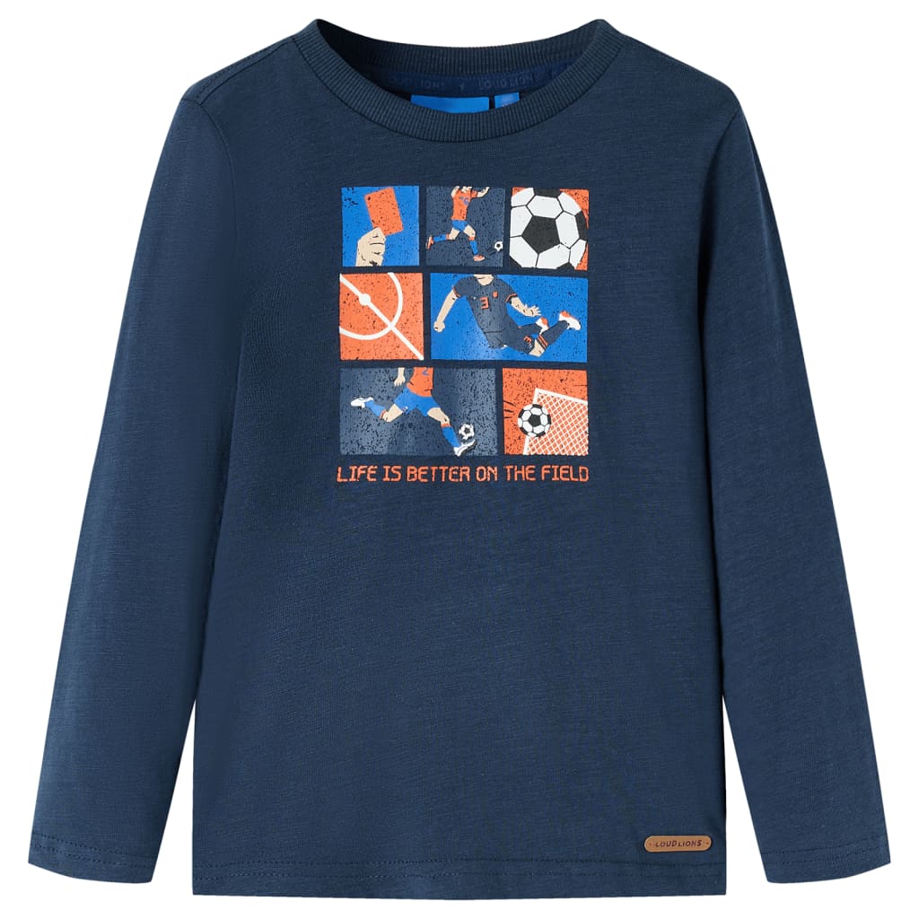 T-shirt enfant à manches longues bleu marine chiné 116