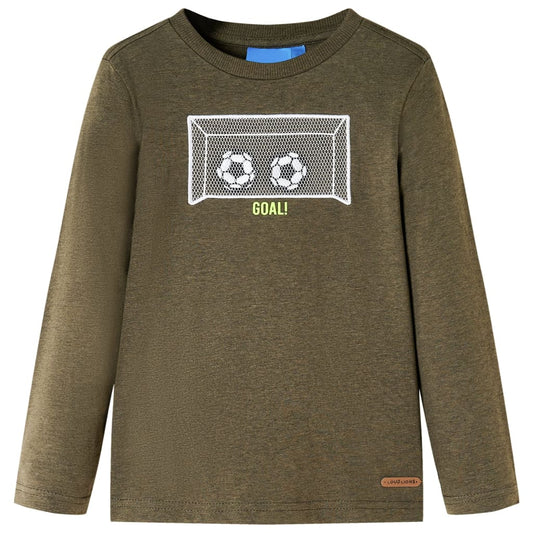 Kinder-Langarmshirt Khaki Melange 116