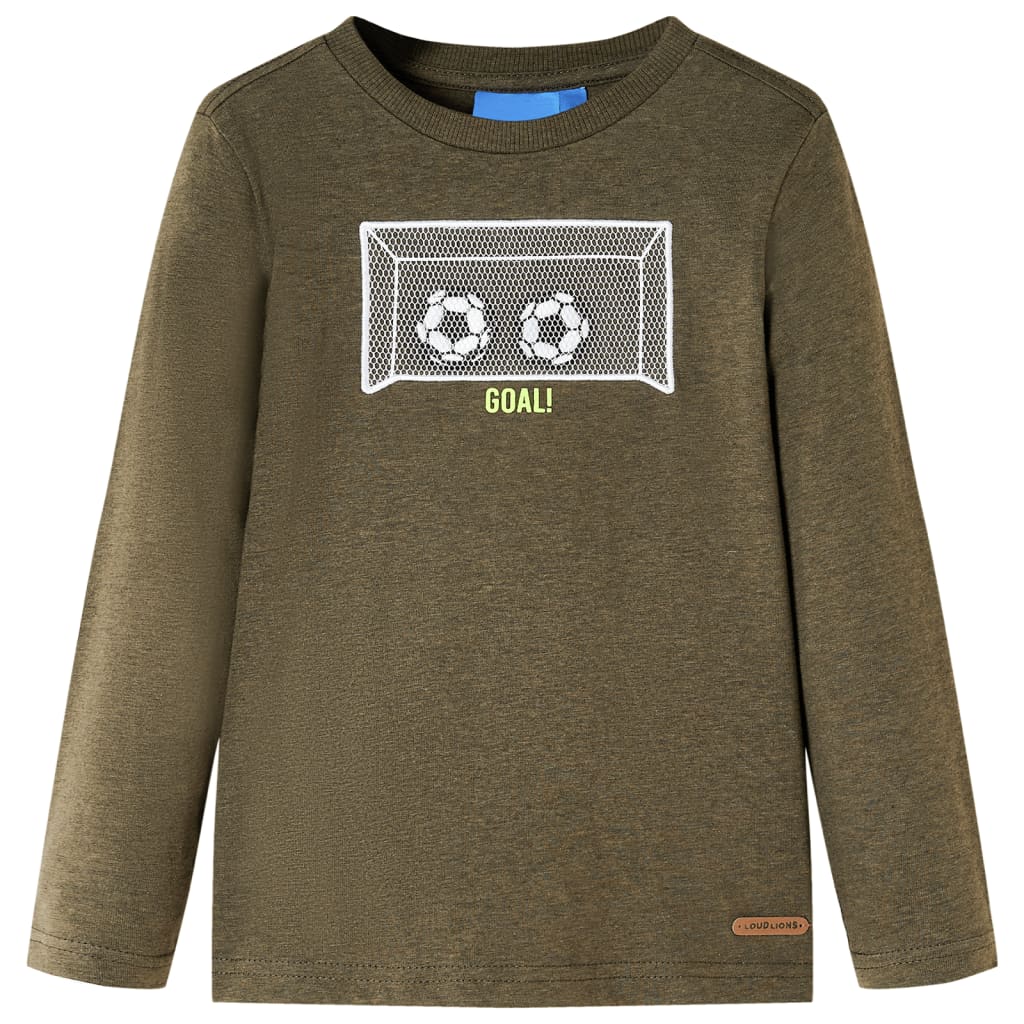 Kids' Long-Sleeved Shirt Khaki Mélange 128