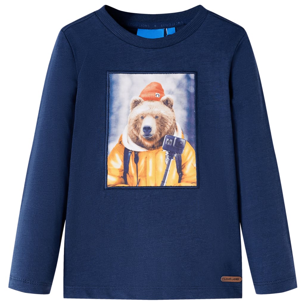 T-shirt manches longues enfant marine chiné 140