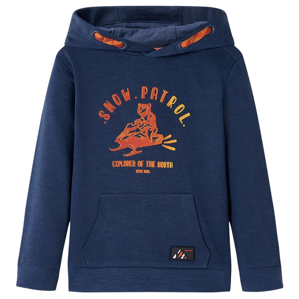 Sweat à capuche enfant Bleu Marine Chiné et Orange 116