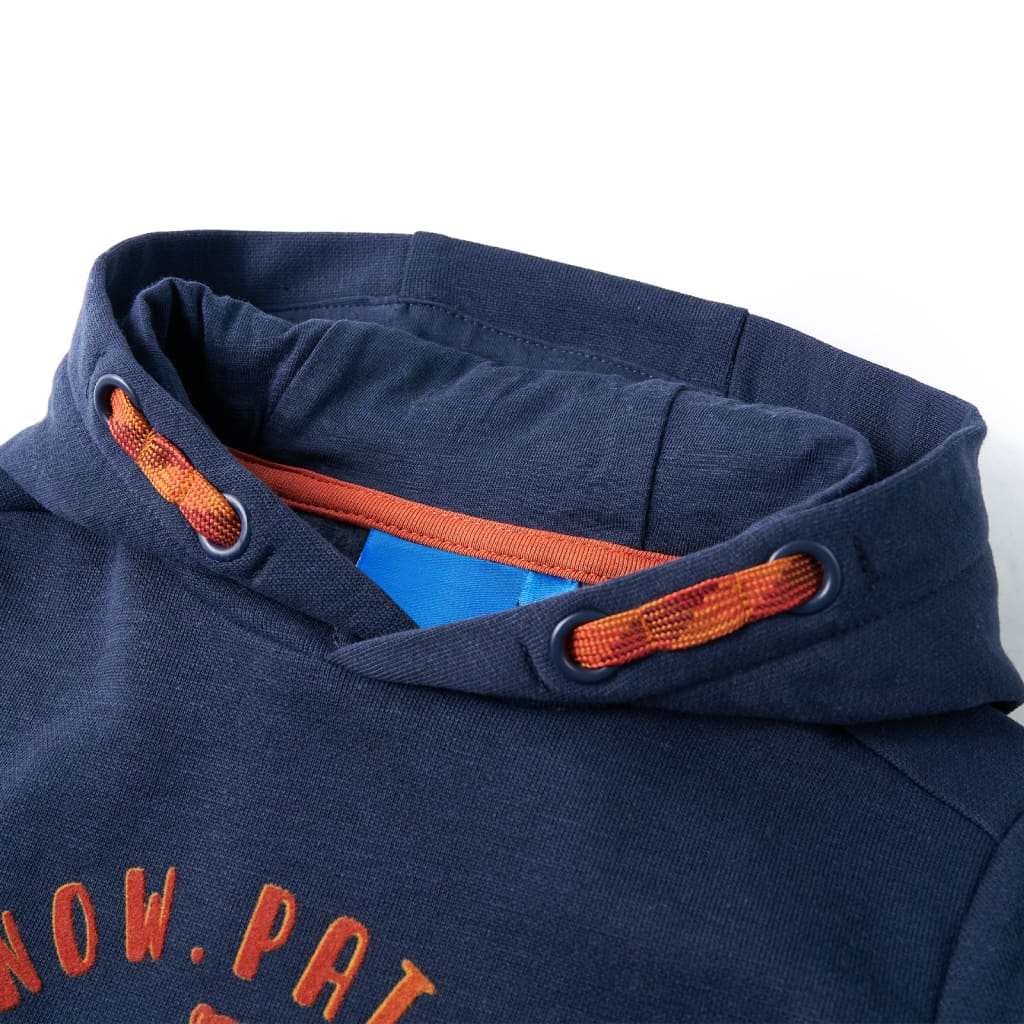 Sweat à capuche enfant Bleu Marine Chiné et Orange 116