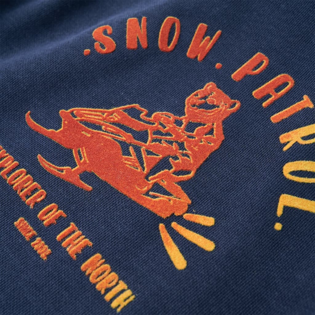 Sweat à capuche enfant Bleu Marine Chiné et Orange 116