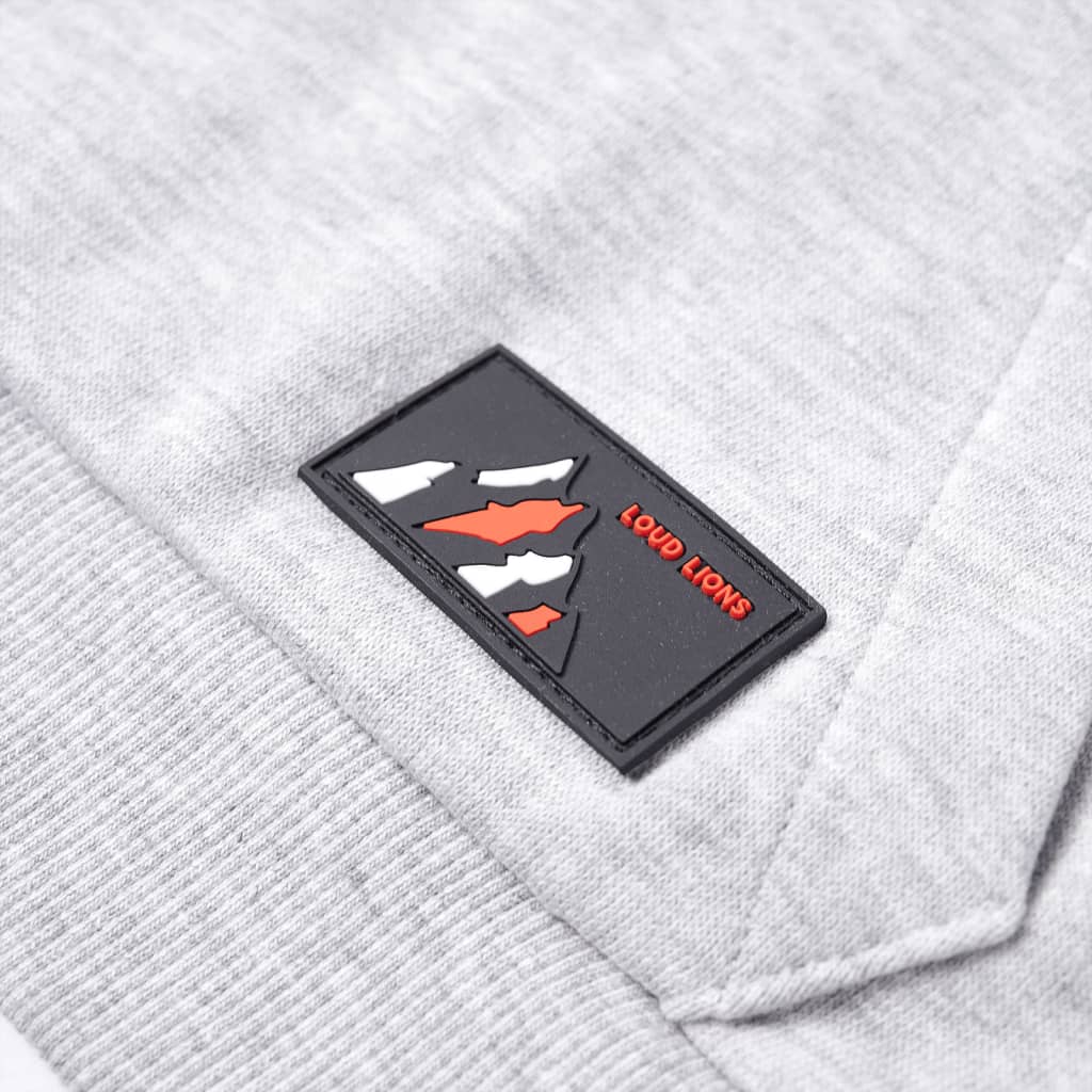 Sweat à capuche enfant gris chiné et orange 104