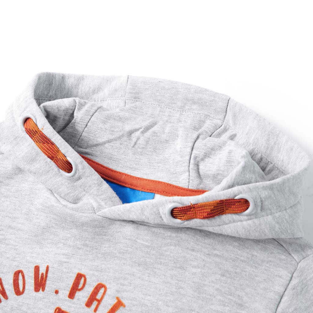 Children's Hooded Sweatshirt Grey Marl and Orange 128