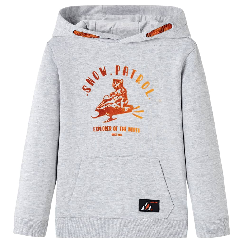 Kids' Hoodie Grey Marl and Orange 140