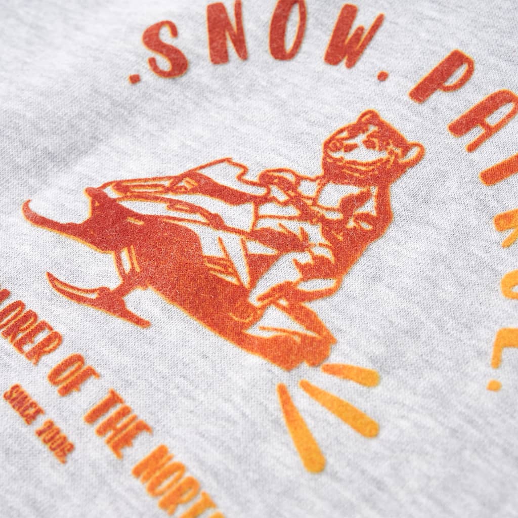 Kids' Hoodie Grey Marl and Orange 140